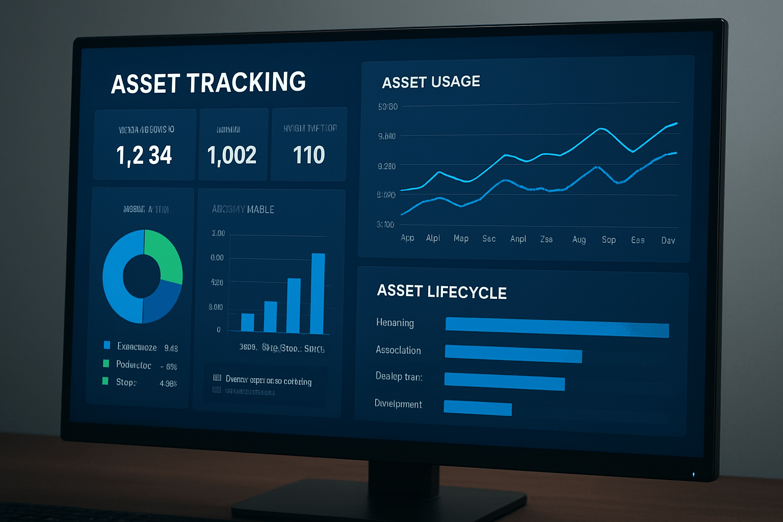 Digital dashboard showing asset tracking